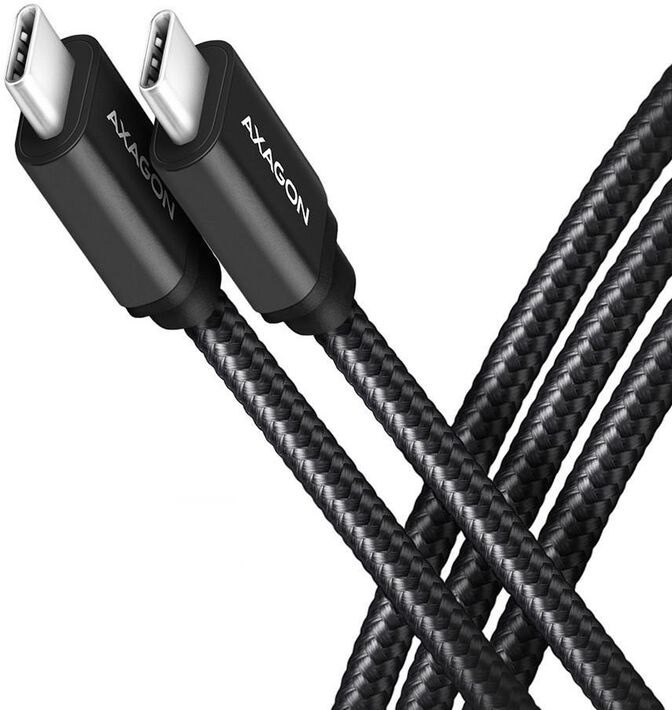 Cabo de carregamento AXAGON BUCM3-CM20AB USB-C  <-> USB-C 3.2 Gen 1, 2m, PD 60W, 3A, ALU, braid, Preto image number 0