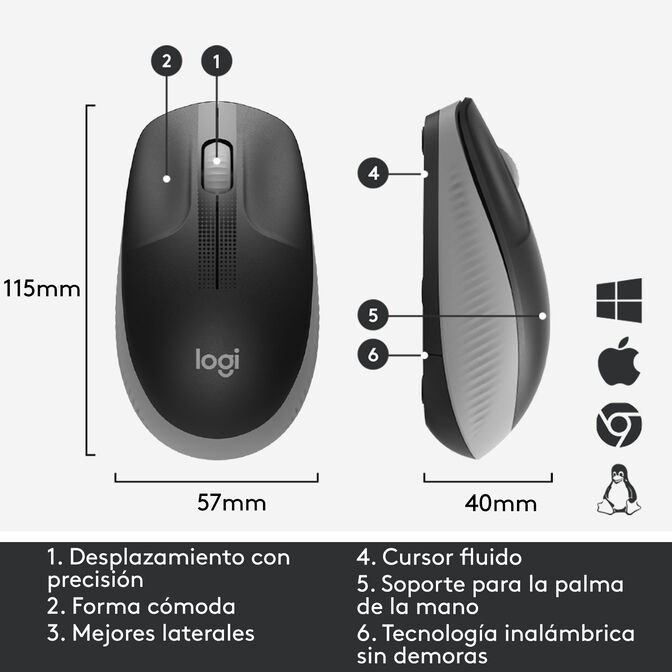 Rato Logitech M190 Full Size Wireless Cinzento image number 15