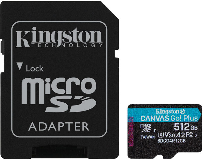 Cart&atilde;o Kingston Canvas Go! Plus Gen4 200MB/s MicroSDXC UHS-I U3 V30 A2 512GB image number 0