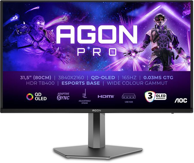 Monitor AGON by AOC PRO 31.5" AG326UD QD-OLED UHD 165Hz 0.03ms Adaptive Sync HDR True Black 400 image number 0