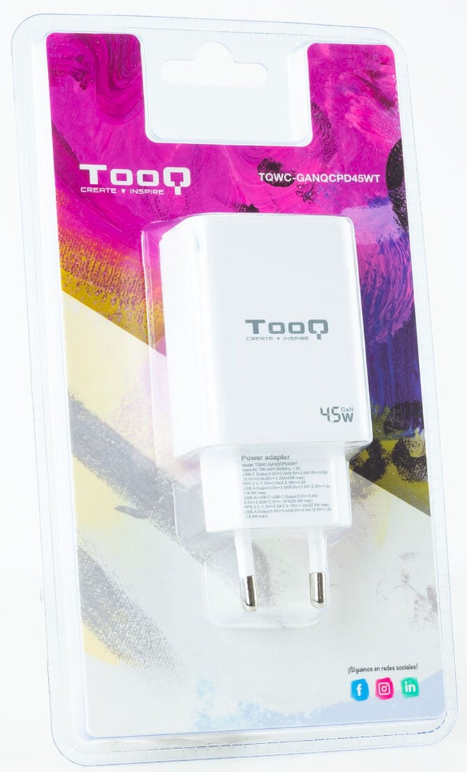 Carregador GaN Tooq USB-C/PD 30W + USB-A/QC 45W image number 2