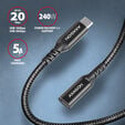 Extens&atilde;o AXAGON BUCM32-CF15AB USB-C <-> USB-C 3.2 Gen 2, 1.5m, 20 Gbps, ALU, braid image number null