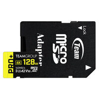 Cart&atilde;o Team Group PRO+ MicroSDXC A2 UHS-I U3 V30 128GB