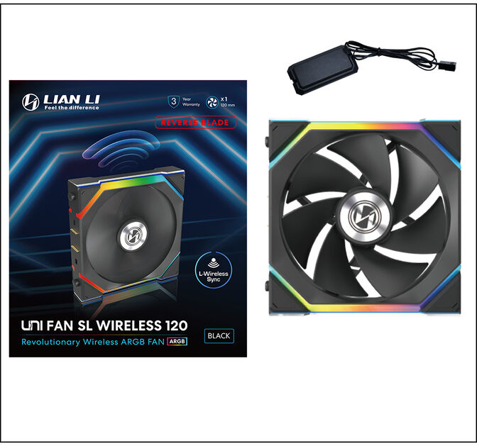 Ventoinha Lian Li UNI FAN SL120 Wireless RGB Reverse Blade PWM Preto 120mm image number 3