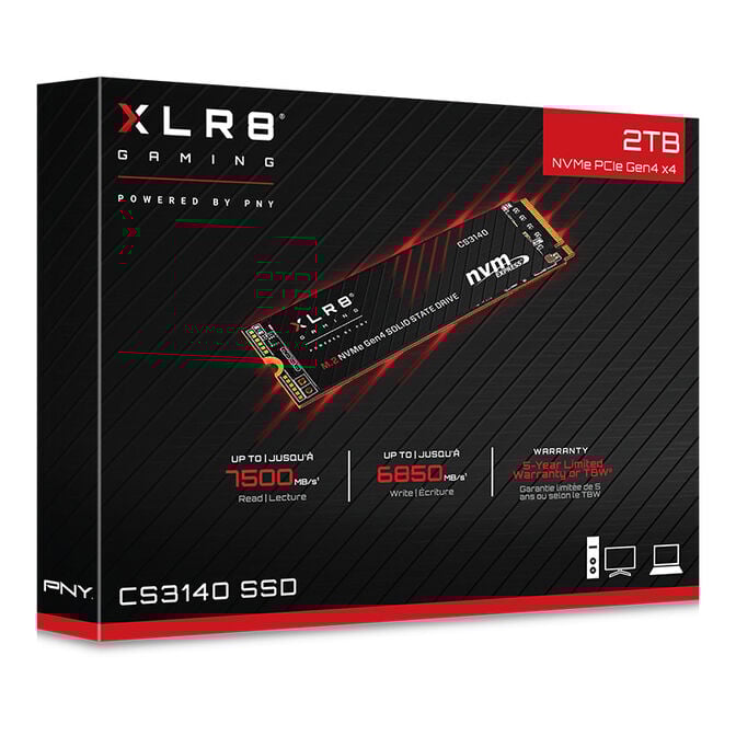 SSD PNY XLR8 CS3140 2TB Gen4 M.2 NVMe (7500/6850MB/s) image number 1