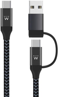 Cabo de Carregamento Ewent EW9918 USB-C 2 em 1