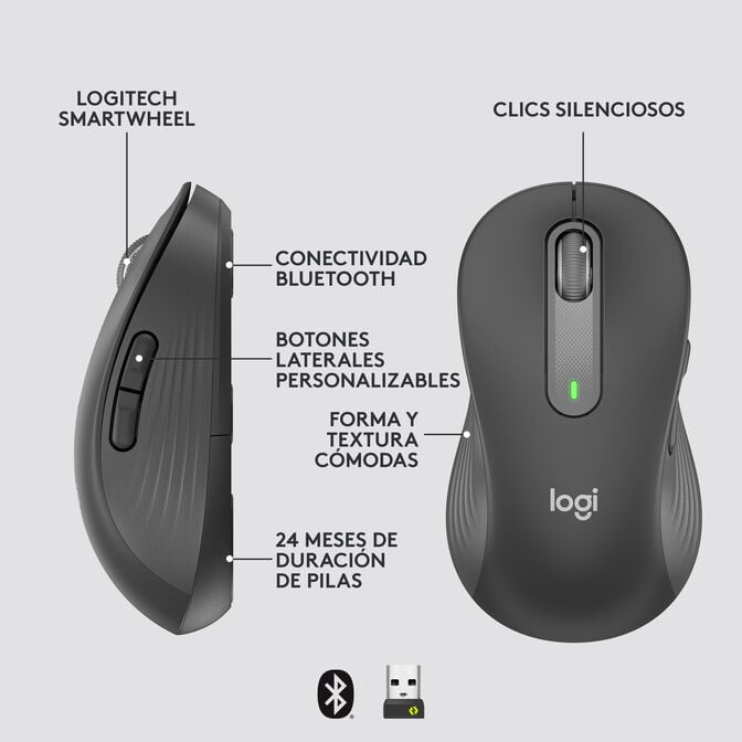 Rato Logitech Signature M650 para Canhotos 4000DPI Wireless/Bluetooth Grafite image number 10