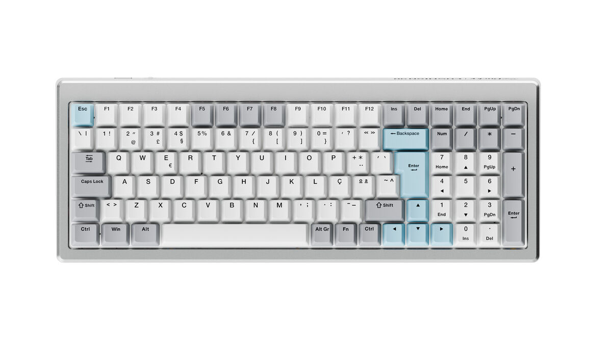 Teclado Mecânico Ducky Cushion 98 TKL Silent Tactile Green (PT) Prata