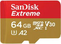 Cart&atilde;o SanDisk Extreme MicroSDHC/SDXC UHS-I C10 A2 U3 V30 64GB