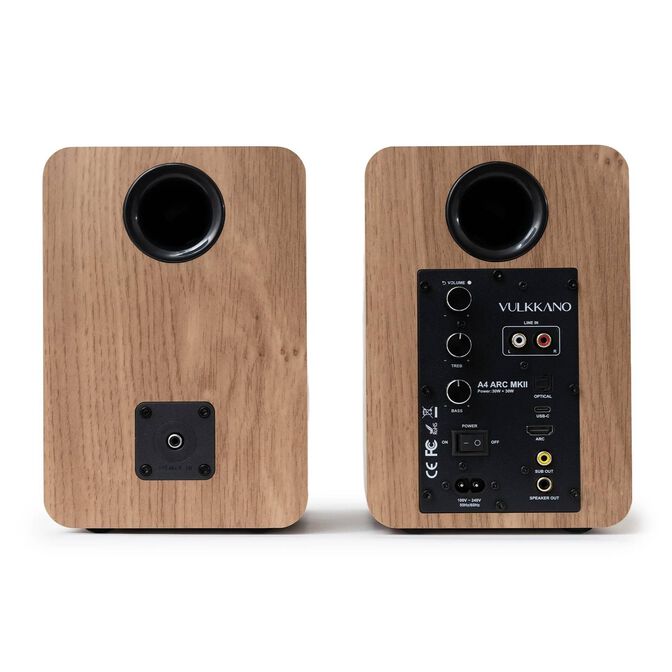 Colunas Hi-Fi Vulkkano A4 ARC MKII 40W Bluetooth HDMI ARC Castanhas image number 2