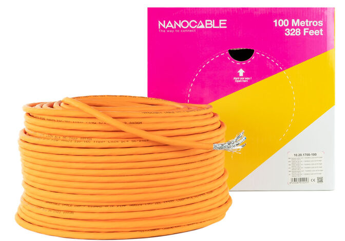 Bobine de Rede Nanocable RJ45 LSZH CAT.7 600MHZ SFTP AWG26 100 M Laranja image number 0