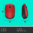Rato Logitech M171 Wireless Vermelho/Preto image number null