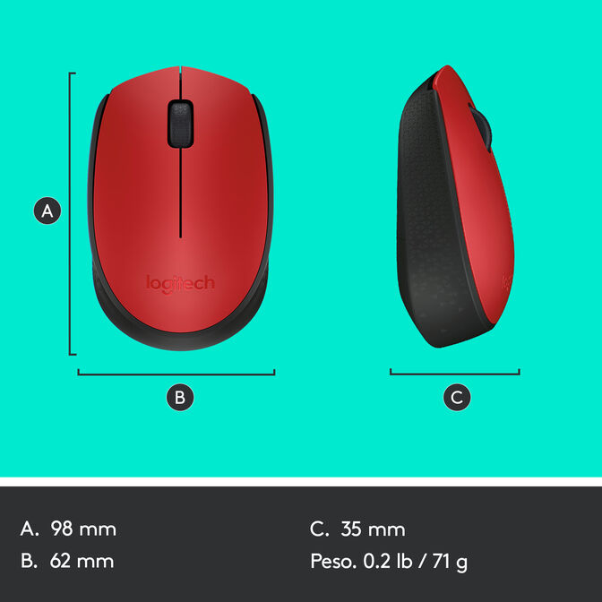 Rato Logitech M171 Wireless Vermelho/Preto image number 13