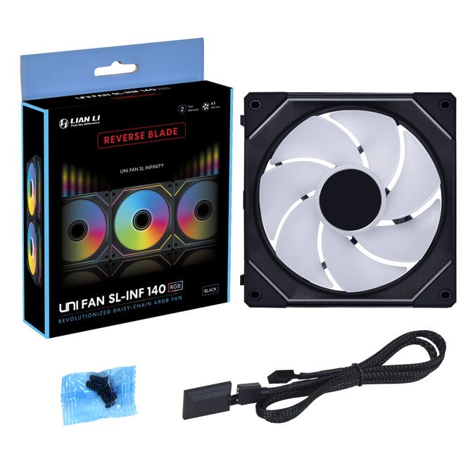 Ventoinha Lian Li UNI FAN SL140 Infinity RGB Reverse Blade PWM Preto 140mm image number 3