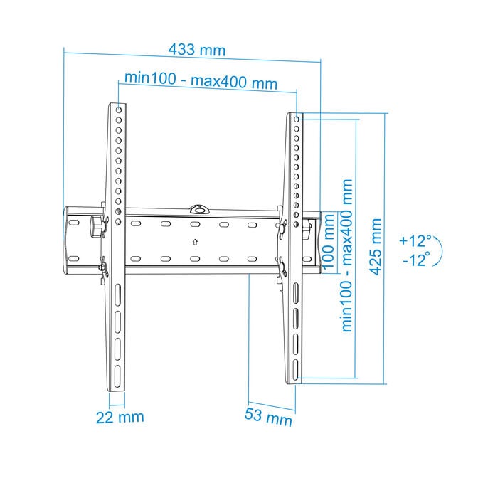 Suporte de Parede Tooq Tilt 32" a 55" Max. 40kg Preto image number 11