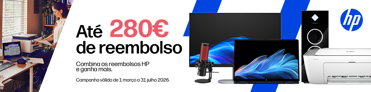 Até 280 € de reembolso na compra de produtos HP