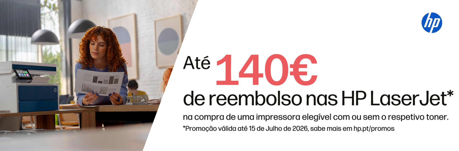 Campanha HP Reembolso 140€ em impressores HP LaserJet