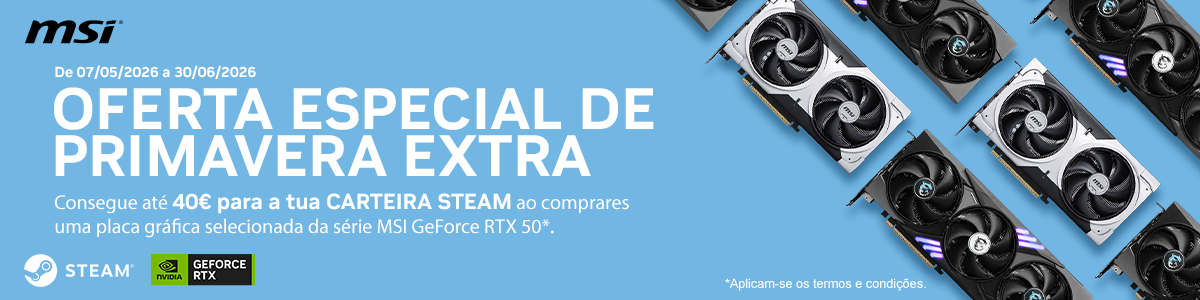 Oferta Steam Code no valor de até 40€ com placas gráficas MSI selecionada Oferta Steam Code no valor de até 40€ com placas gráficas MSI selecionada